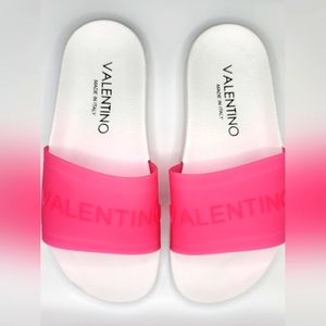Valentino By Mario Valentino Vibrant Pink and White Slides